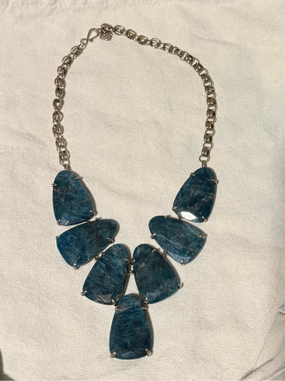 Kendra Scott Blue Stone and Silver/Gold Harlow Statement Necklace